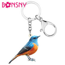 Bonsny Acrylic Red-flanked Bush Robin Keychains Cute Big Bird Animal Keyring Jewelry For Women Kids Classic Gift Bag Decoration 2024 - buy cheap