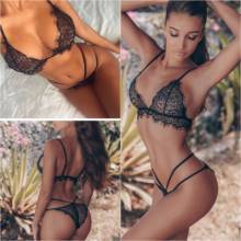 Transparent Lace Bra and Panty Set Underwear Sexy Lingerie G-string Sets Women Intimates Ladies Underwear Temptation Costumes 2024 - buy cheap