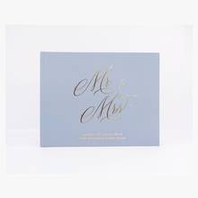 Dusty Blue Guest Book  Mr. & Mrs. names Wedding Guest Book  Wedding Photo Book  Gold Foil birthday  Horizontal Keepsake Book 2024 - buy cheap