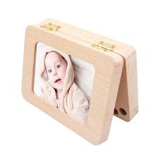 Moldura de madeira para foto, caixa de cabelo fetal, dentes de bebe, crianças, caixa de armazenamento em inglês, para presentes de meninos, meninas, bebês 2024 - compre barato