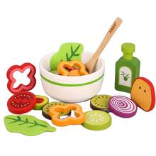 Детские деревянные кухонные игрушки, ролевые игры, овощной салат, играйте в еду, детские игрушки, деревянные фрукты, подарки на день рождения, интерактивная игра 2024 - купить недорого