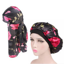 Hot Unisex Durag and Bonnet Long Tail Straps Waves For men and Women Silky Headwrap Comfortable Sleeping Cap 2pcs one set 2024 - buy cheap