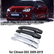 Black Carbon Fiber Car handle Or ABS Chrome Door Handles Cover for Citroen DS3 DS 3 2009~2019 Car Accessories Styling 2010 2011 2024 - buy cheap