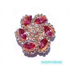 Elegant Floral Brooches for Women Crystal Breast Pin Rhinestone Brooch Rose Color Ladies Bridal Dress Accessory Delicate Jewelry 2024 - buy cheap