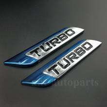 2x 3d metal chrome turbo tronco bagageira do carro auto emblema azul adesivo decalque 2024 - compre barato