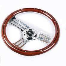 NEW 350mm 14inch 350mm 14inch Classic Sport Wooden Grain Silver Brushed Spoke Steering Wheel 2024 - buy cheap