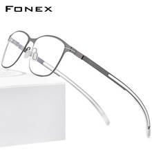 FONEX Alloy Eyeglasses Frame Men 2020 New Square Optical Myopia Prescription Glasses Frames Full Korean Screwless Eyewear 990 2024 - buy cheap