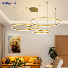 Современная креативная светодиодная люстра с матовыми кольцами, потолочные светильники для гостиной, столовой, спальни, AC90-260V 2024 - купить недорого