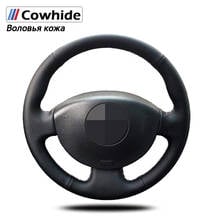 Hand-stitche Black Genuine Leather Car Steering Wheel Cover for Renault Megane 2 2003-2008 Kangoo 2008 Scenic 2 2003-2009 2024 - buy cheap