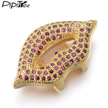 Pipitree Fashion Large Slider Lips Charms fit 10MM Mesh Bracelet Pink Cubic Zirconia DIY Gold Charms Beads Women Jewelry Making 2024 - buy cheap