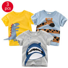 Camisetas con estampado de animales para niños, ropa escolar de verano con estampado de dinosaurio, tiburón y excavadora, 27 unids/lote, 3 unids/lote 2024 - compra barato