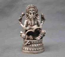 Estatua de cobre China, plata, bronce, budismo, elefante, Ganesha, dios de la riqueza, estatua 2024 - compra barato