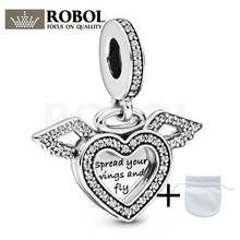798485C01 2021 New Popular 100% 925 Sterling Silver Women's Fashion Charm Angel Heart Wing Pendant Jewelry 2024 - buy cheap