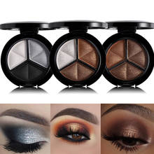 3 Colors Shimmer Glitter Eye Shadow Palette Makeup Copper Bronzer Sliver Grey Metallic Smoky Cut Crease Eyeshadow 2024 - купить недорого