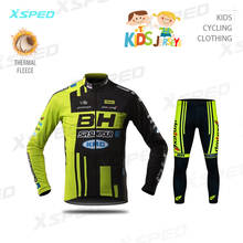 Ropa de ciclismo del equipo para niños, Conjunto de Jersey polar térmico de manga larga, uniforme para exteriores, invierno, 2020 2024 - compra barato