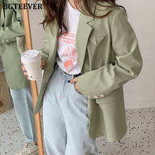 Bgteever blazer feminino moda primavera 2020, casaco verde, estilo single-breasted, para escritório, elegante 2024 - compre barato