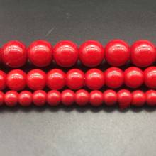 Contas de vidro coral vermelho, pedra natural, contas soltas redondas, 4mm 6mm 8mm para fazer joias, colar, pulseira diy 2024 - compre barato