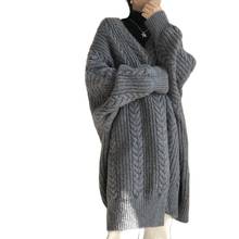 Модный свитер TYJTJY, женская одежда, новинка 2021, свободный свитер большого размера, пальто, вязаный женский кардиган на осень и зиму 2024 - купить недорого