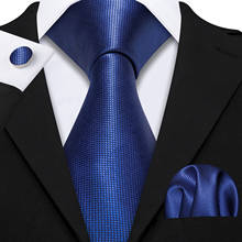 Fashion Solid Tie For Men Dark Blue Cravat Set Handkerchief Cufflinks Necktie For Wedding Business Party Accessory Barry .Wang 2024 - buy cheap