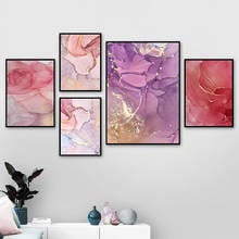 Modern Abstract Beautiful Colorful Pink Golden Petals Ink Canvas Painting Wall Art Nordic Print Scandinavian Decoration Picture 2024 - buy cheap