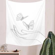 Butterfly Abstract Wall Tapestry Art Line Hanging Butterfly White Tapestry Wall Decor Girls Drom Room Decor INS Home Decoration 2024 - buy cheap