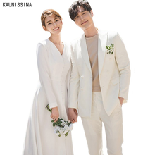 Kaissina-vestido de novia de manga larga para mujer, prenda sencilla con cuello en V, corte en A, color blanco 2024 - compra barato