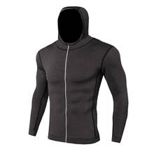 Men's Running Training Hooded Collar Compression Quick Dry Super Elastic Breathable Sportswear Men's Running Jacket 2024 - buy cheap