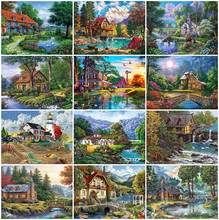 AZQSD DIY Diamond Painting Garden Cross Stitch Picture Of Rhinestones Diamond Embroidery Landscape Mosaic Gift Home Decor 2024 - buy cheap