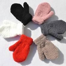 2020 Fashion Warm Fleece Thicken Kids Gloves Winter Keep Warm Soft Mittens Children Furry Full Finger Gloves 2024 - buy cheap