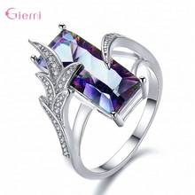 Luxury Trendy 925 Sterling Silver Rainbow Cubic Zircon Ring for Women Girl Colorful CZ Stone Jewelry Rings Bijoux 2024 - buy cheap