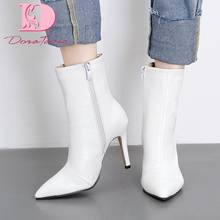 DoraTasia New Fashion Ladies Thin High Heels Ankle Boots Pointed Toe Zip Solid Boots Women 2020 Party Office Sexy Shoes Woman 2024 - buy cheap