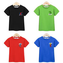 Camiseta infantil de manga curta, camiseta para meninos com crachá de desenho animado, roupas de algodão 100% para verão 2024 - compre barato