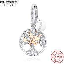 Authentic 925 Sterling Silver Family Tree Dangle Charms Beads Fit Original Bracelets Pendant With Rose Gold DIY Jewelry 2024 - buy cheap