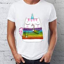 Nueva camiseta de manga corta para hombre, Camiseta con estampado de gato sandía, unicornio de invierno, camiseta con Animal impresionante, camisetas harajuku streetwear 2024 - compra barato