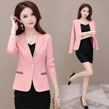 Plus Size 5XL Black Korean Vintage Office Lady Blazer Women Slim Casual Blazer Suit Single Button Elegant Gray Coat Female Chic 2024 - buy cheap