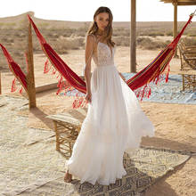 Cheap Civil Wedding Dresses 2021 Bohemian Wedding Dresses Sexy Backless Spaghetti Straps Beach Bridal Dress Chiffon Wedding 2024 - buy cheap