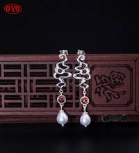 925 silver retro pearl female long temperament earrings 2024 - buy cheap