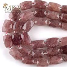 Natural Strawberry Quartz Faceted Stone Column Beads Spacer Loose Beads For Jewelry Making DIY Bracelets Jewellery 15inches 2024 - buy cheap