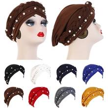 Hair Loss Head Wrap Head Scarf Elastic Beads Braid Cancer Chemo Hat Muslim Women Turban Cap India Ladies Beanie Bonnet Fashion 2024 - buy cheap