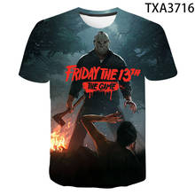 Camiseta jason voorhees masculina e feminina, camiseta de manga curta com estampa 3d do filme horror friday a 13th casual streetwear para meninos e meninas 2024 - compre barato