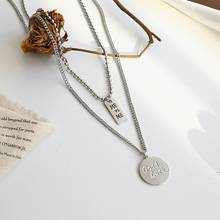 Original colar de pingente minimalista, circular, medalhão de moeda, camada dupla, para mulheres, vintage, quadrado, geométrico, jóias 2024 - compre barato