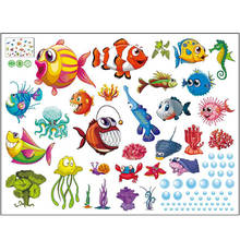 Underwater World Cartoon Fish Wall Sticker Children's Room Bathroom Bedroom Living Room Decoration Removable Stickers Waterproof 2024 - buy cheap