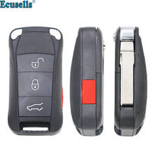 3+Panic 4 Buttons Flip Remote Key Shell case fob for Porsche Cayenne uncut HU66 blade 2024 - buy cheap