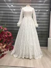 Lace Appliques Long Sleeve Muslim Wedding Dress for Bride High Neck Dubai Saudi Arabia Wedding Bridal Gowns Vestido De Novia 2024 - buy cheap
