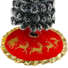 90cm Diameter Merry Christmas Tree Skirt Deer Reindeer Cart Red with Golden Ruffle Edge New Year Xmas Decoration Navidad JHFY01 2024 - buy cheap