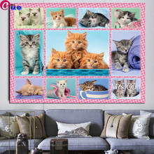 5d diamante bordado gatinhos multiimagem completo quadrado/redondo pintura de diamante imagem de gatos de strass mosaico decoração de parede 2024 - compre barato