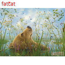 Алмазная картина FATCAT 5d "сделай сам", животное, медведь, квадратная круглая вышивка, рукоделие, украшение для дома, AE2328 2024 - купить недорого