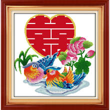 Everlasting Love Double Happiness With One Heart Ecological Cotton Cross Stitch 11CT And 14CT  Printed Christmas New Year 2024 - buy cheap