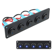 5 Gang Outlet Combination 12-24V Blue Rocker Toggle Switch Panel Round Dash LED Waterproof For RV Ship Yacht Marine Car Marine 2024 - buy cheap