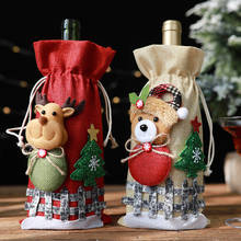 Рождественский мешочек, праздничный чехол для бутылки шампанского с Санта-Клаусом, рождественские украшения для дома, 1 шт., красные чехлы для винных бутылок 2024 - купить недорого